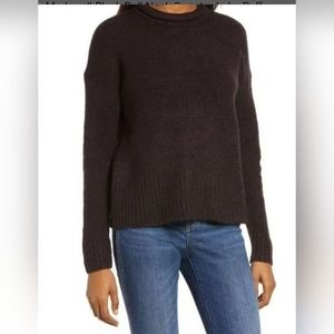 Madewell Purple Women's Roll Neck, Luke Puff Neck Trim Pullover Sweater, Size XL